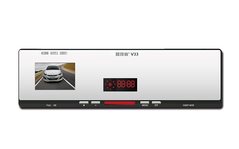 【發現者】V33雙鏡頭行車紀錄器廣角曲線後視鏡+GPS測速器 